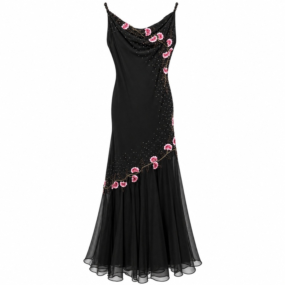 Vintage Y2K Embroidered Whimsigoth Floral Prom Dress Size 9 Fairycore Coquette
